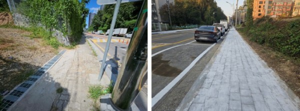 4. 용인특례시 모현읍이 외대로 25번길 보행환경을 개선했다. 사진은 개선전(왼쪽)과 개선후(오른쪽) 모습.jpg